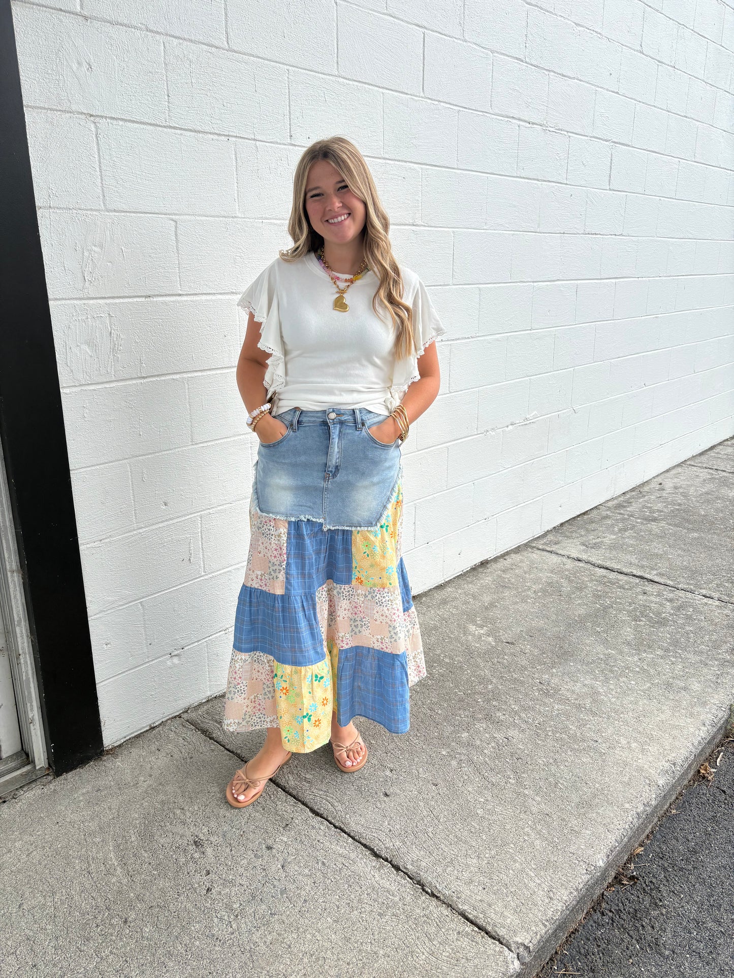 Easel White Ruffle Top