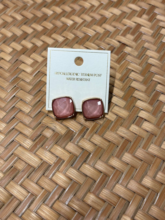 Mauve Stone Stud Earrings