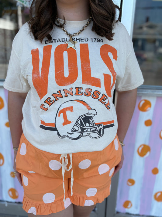 Vols Established Date Helmet Off White Thrifted Tee