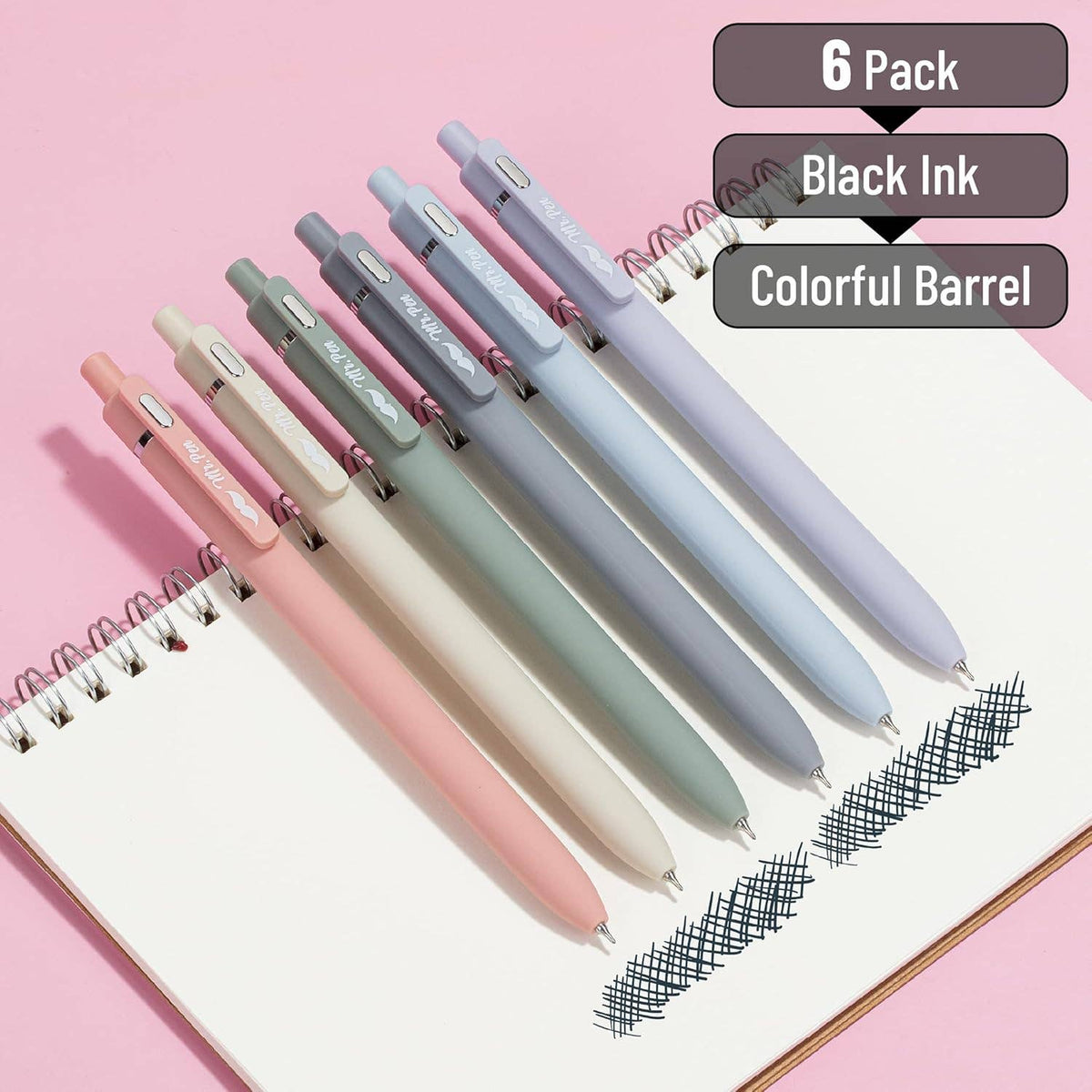 Retractable Gel Pens 6 Pack 0.5mm