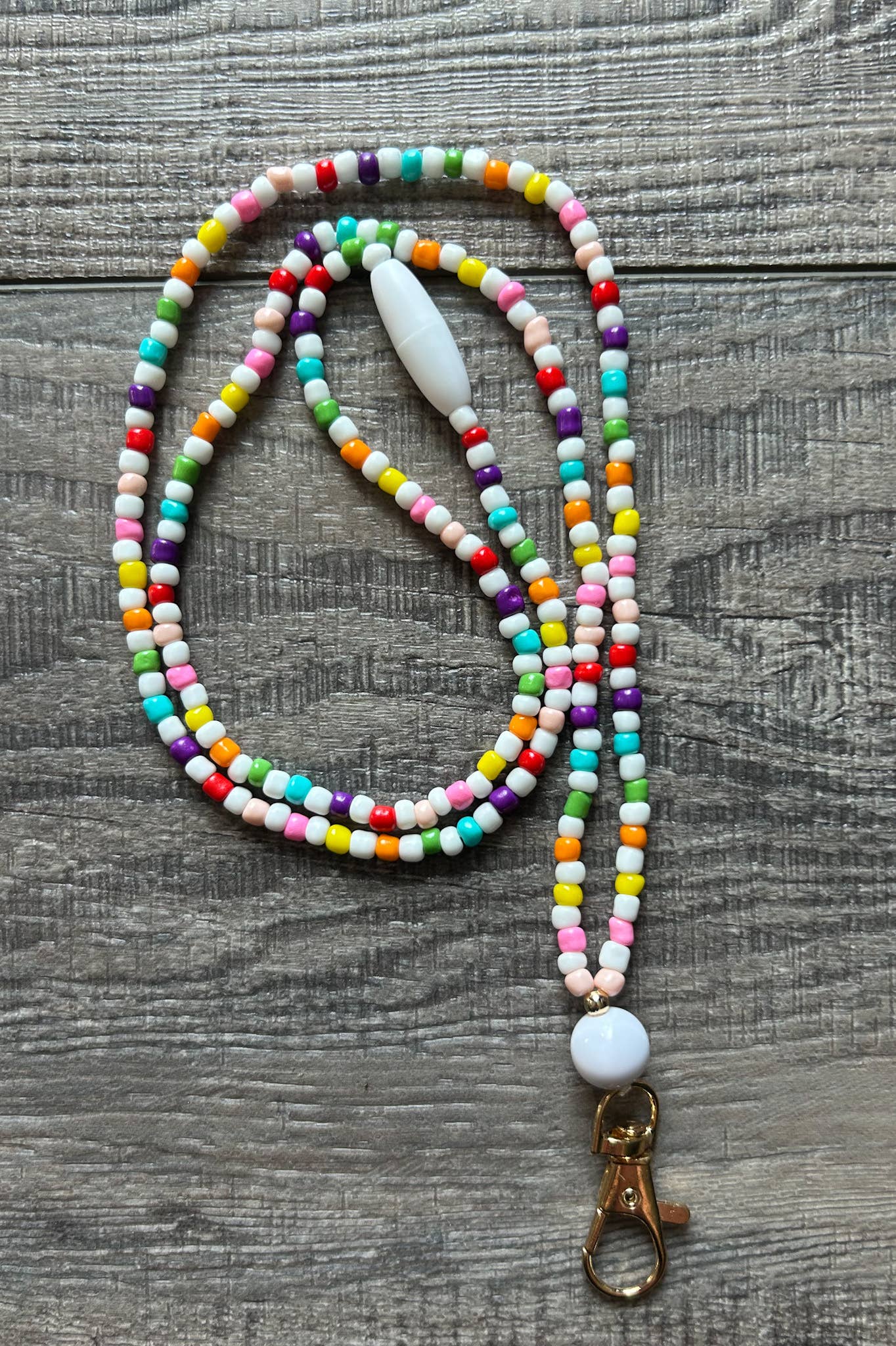 Bubble Gum Colors Seed Bead Breakaway Lanyard
