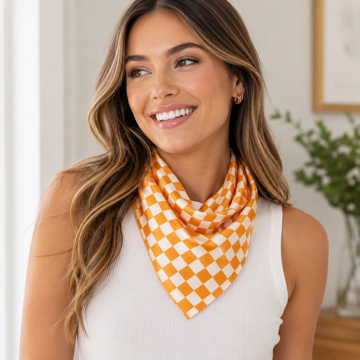 Game Day Checkered Satin Scarf