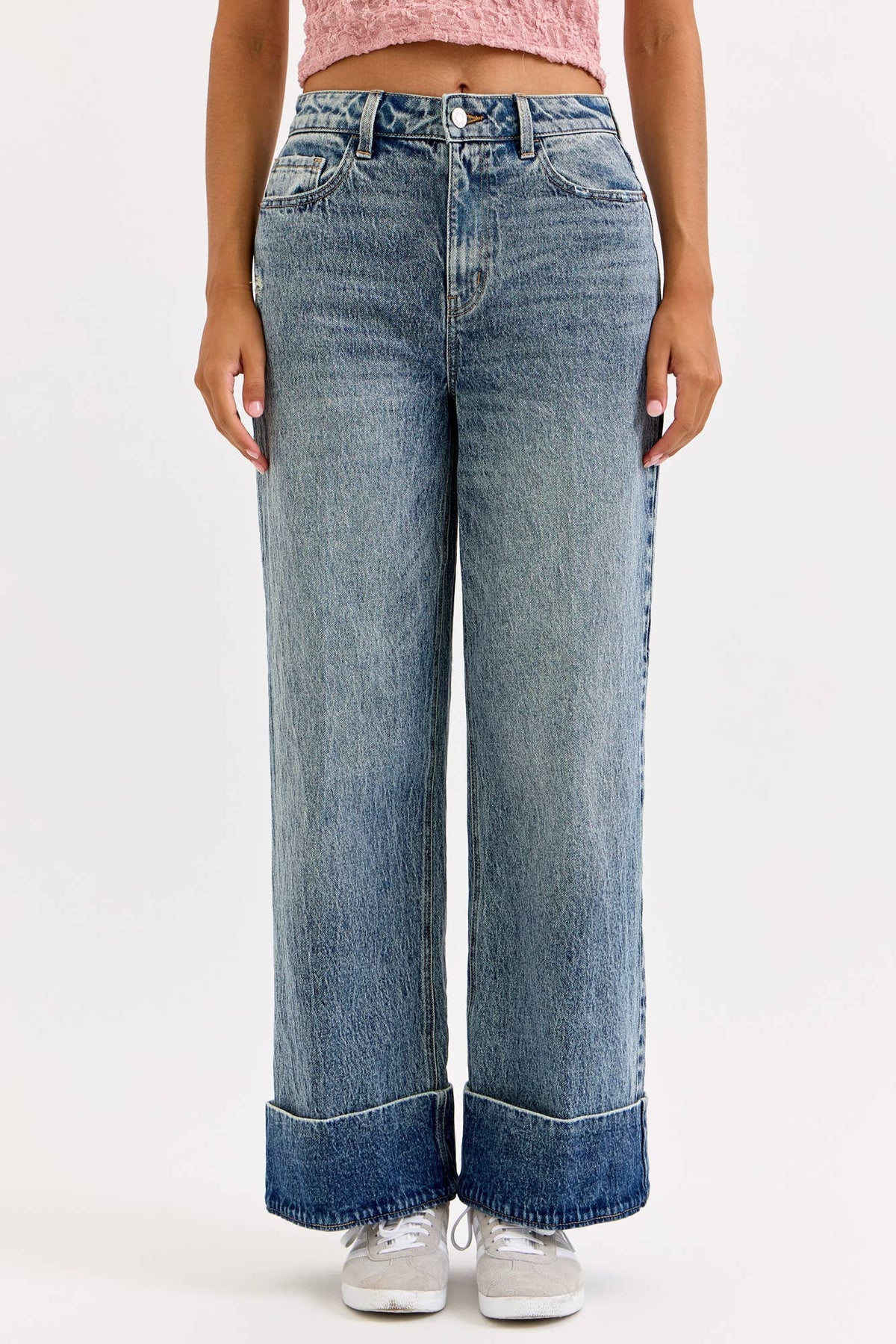 WASHED CUFF WIDE LEG