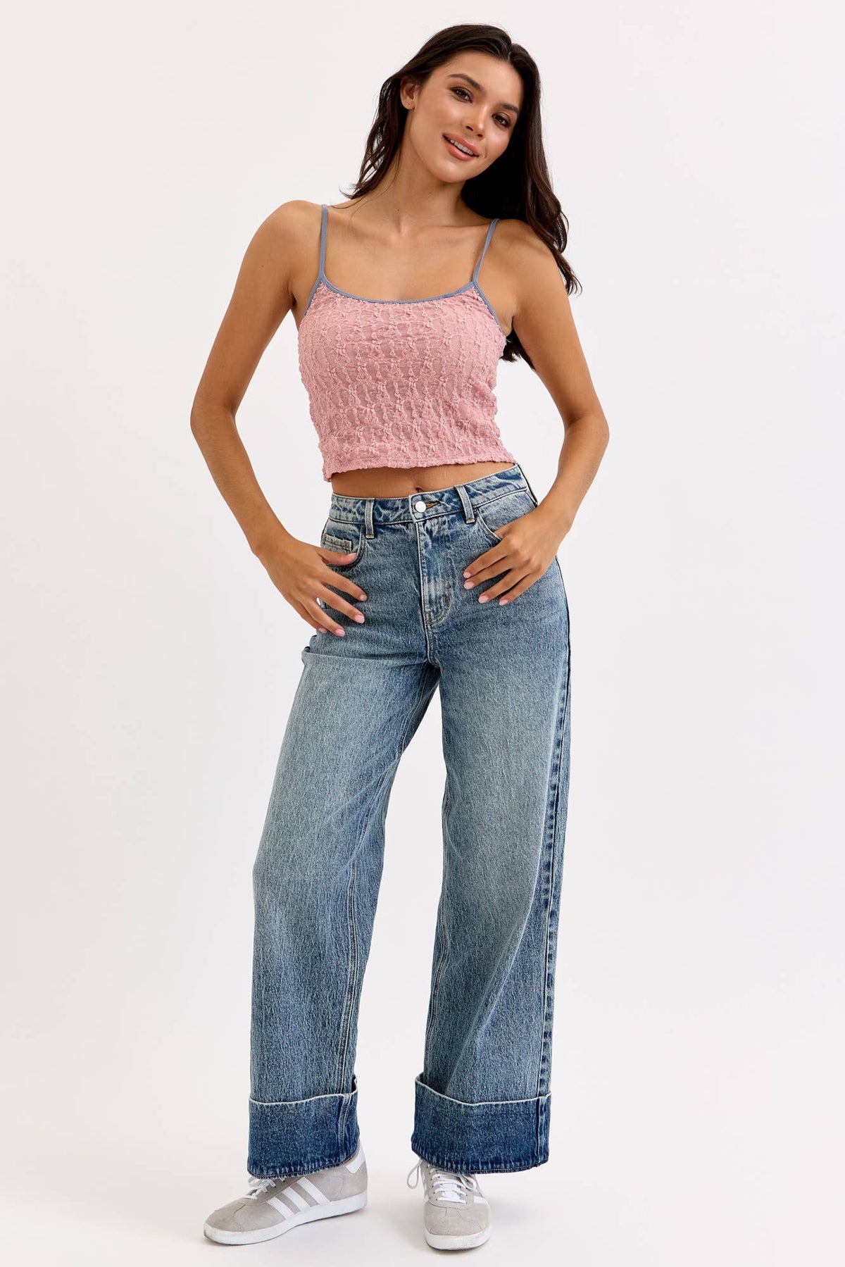 WASHED CUFF WIDE LEG