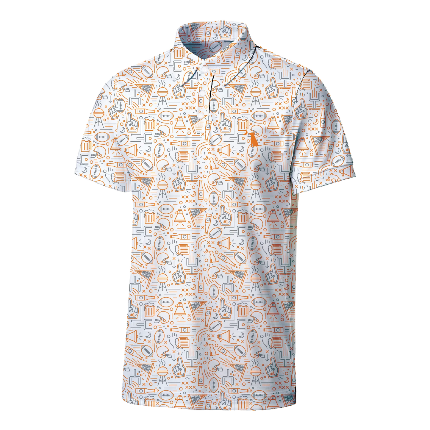 Grey and Orange Football Polo